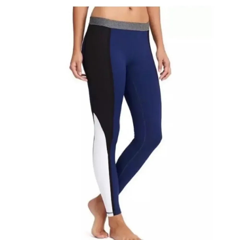 Derek Lam 10 C Athleta Collab Colorblock Blue/Black/White Leggings Size Medium